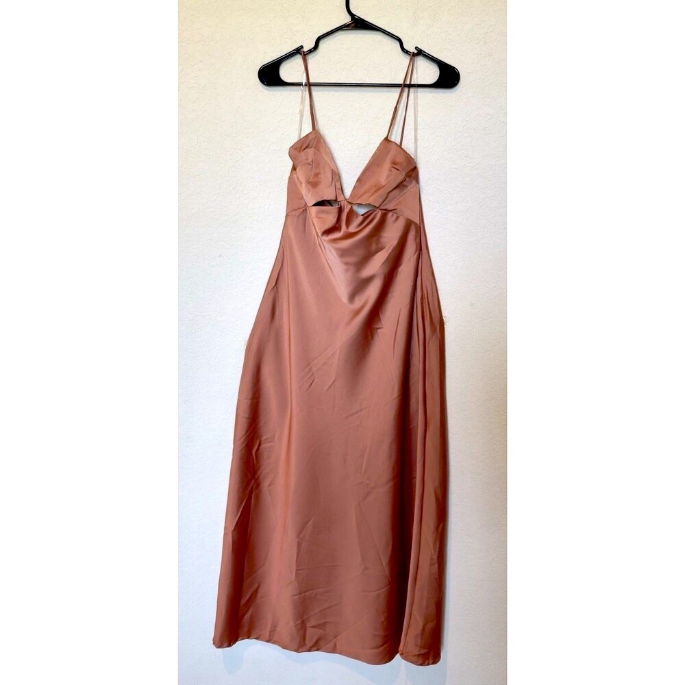 Women’s Maxi Dress Sz Large Strappy Open Back Side Slit Cameo - Picture 3 of 11